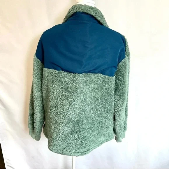 Ugg Gayle Sherpa Half Zip Fleece Jacket Hidden Pocket Green Womens size Small - Picture 9 of 17
